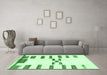 Machine Washable Oriental Emerald Green Modern Area Rugs in a Living Room,, wshabs1818emgrn