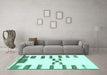 Machine Washable Oriental Turquoise Modern Area Rugs in a Living Room,, wshabs1818turq