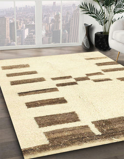 Abstract Brownish Green Oriental Rug in Family Room, abs1818