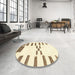 Round Machine Washable Abstract Brown Green Rug in a Office, wshabs1818