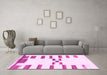 Machine Washable Oriental Pink Modern Rug in a Living Room, wshabs1818pnk