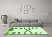 Machine Washable Oriental Green Modern Area Rugs in a Living Room,, wshabs1818grn
