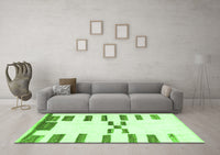 Machine Washable Oriental Green Modern Rug, wshabs1818grn