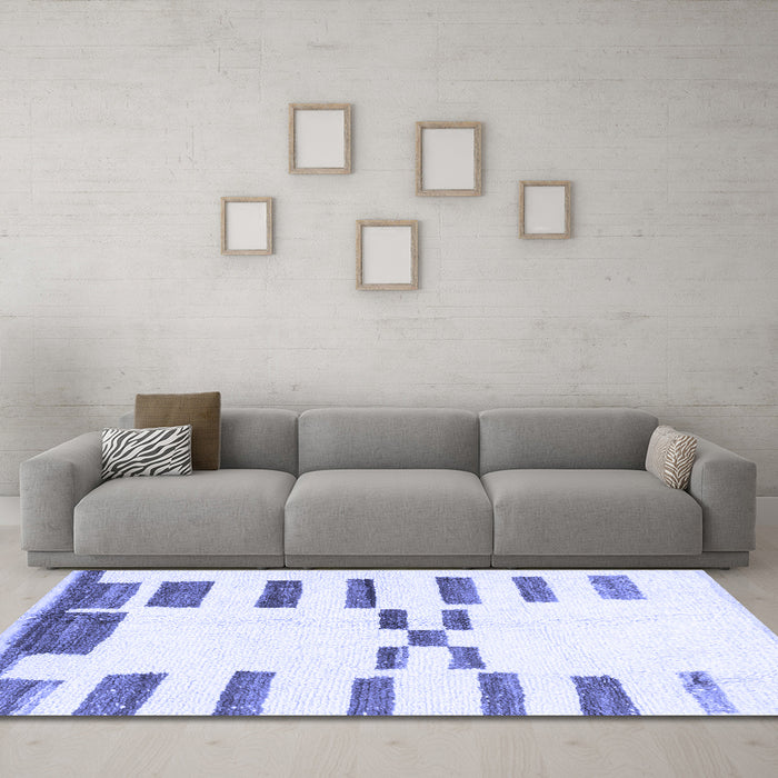 Machine Washable Oriental Blue Modern Rug in a Living Room, wshabs1818blu