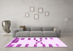 Machine Washable Oriental Purple Modern Area Rugs in a Living Room, wshabs1818pur