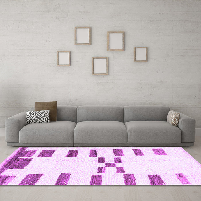 Machine Washable Oriental Purple Modern Area Rugs in a Living Room, wshabs1818pur