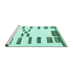 Sideview of Machine Washable Oriental Turquoise Modern Area Rugs, wshabs1818turq