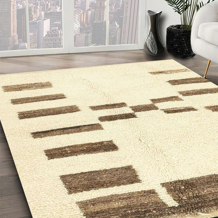 Machine Washable Abstract Brown Green Rug in a Family Room, wshabs1818
