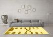 Machine Washable Oriental Yellow Modern Rug in a Living Room, wshabs1818yw