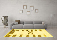 Machine Washable Oriental Yellow Modern Rug, wshabs1818yw