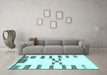 Machine Washable Oriental Light Blue Modern Rug in a Living Room, wshabs1818lblu