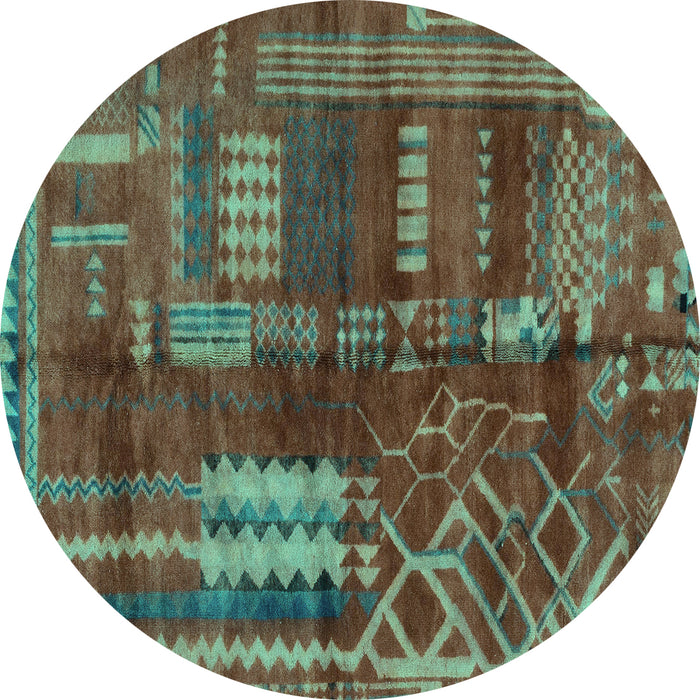Round Oriental Turquoise Modern Rug, abs1819turq