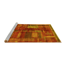 Sideview of Machine Washable Oriental Yellow Modern Rug, wshabs1819yw