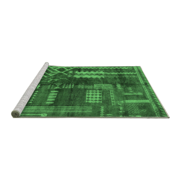 Sideview of Machine Washable Oriental Emerald Green Modern Area Rugs, wshabs1819emgrn