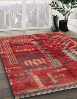 Abstract Red Oriental Rug in Family Room, abs1819