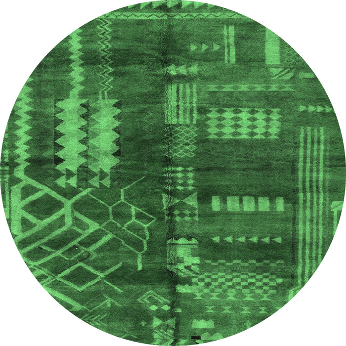 Round Oriental Emerald Green Modern Rug, abs1819emgrn