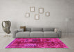 Machine Washable Oriental Pink Modern Rug in a Living Room, wshabs1819pnk