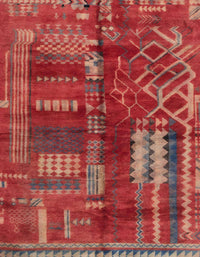 Machine Washable Abstract Red Rug, wshabs1819