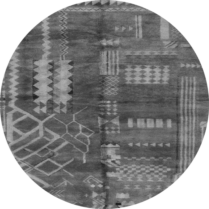 Round Machine Washable Oriental Gray Modern Rug, wshabs1819gry