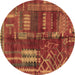 Round Oriental Brown Modern Rug, abs1819brn