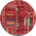 Round Machine Washable Abstract Red Rug, wshabs1819