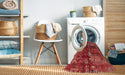 Machine Washable Abstract Red Rug in a Washing Machine, wshabs1819