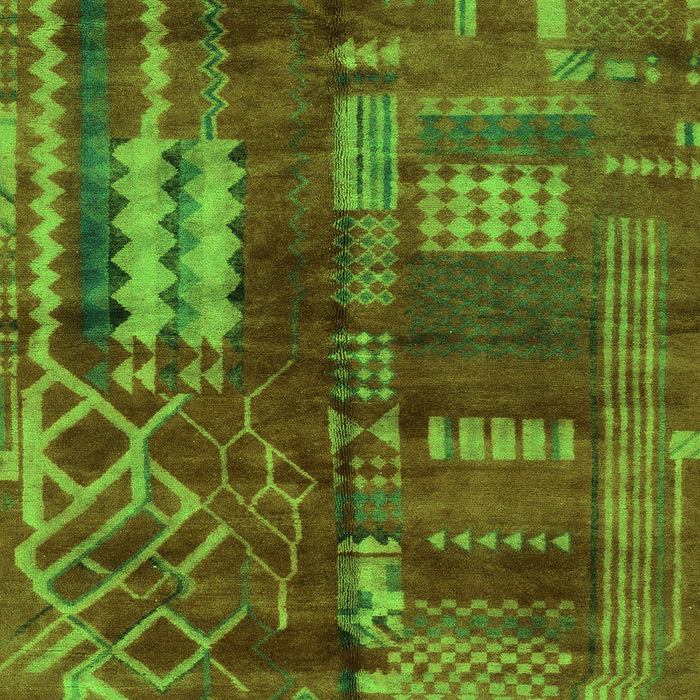 Machine Washable Oriental Green Modern Area Rugs, wshabs1819grn