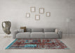 Machine Washable Oriental Light Blue Modern Rug in a Living Room, wshabs1819lblu