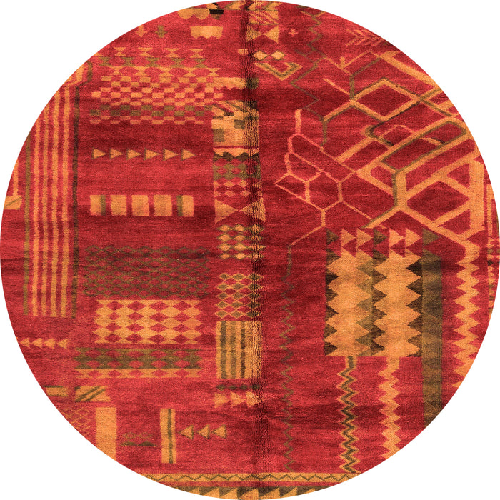 Round Machine Washable Oriental Orange Modern Area Rugs, wshabs1819org