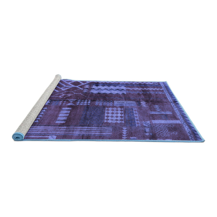Sideview of Machine Washable Oriental Blue Modern Rug, wshabs1819blu