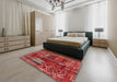 Machine Washable Abstract Red Rug in a Bedroom, wshabs1819