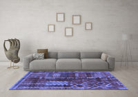 Machine Washable Oriental Blue Modern Rug, wshabs1819blu