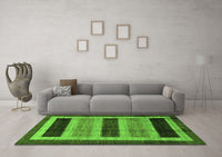 Machine Washable Abstract Green Modern Rug, wshabs181grn