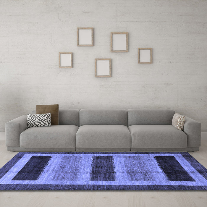 Machine Washable Abstract Blue Modern Rug in a Living Room, wshabs181blu