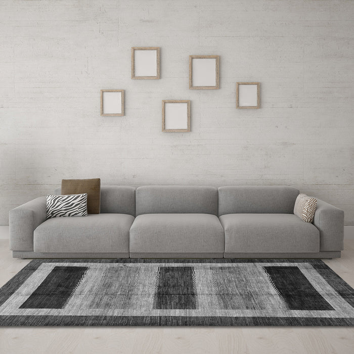 Machine Washable Abstract Gray Modern Rug in a Living Room,, wshabs181gry