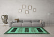 Machine Washable Abstract Turquoise Modern Area Rugs in a Living Room,, wshabs181turq