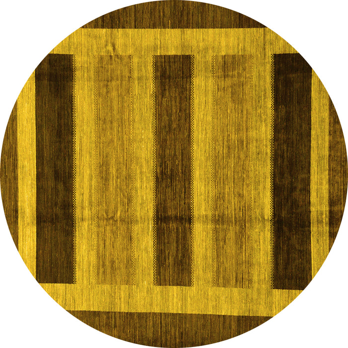 Round Machine Washable Abstract Yellow Modern Rug, wshabs181yw