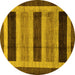 Round Abstract Yellow Modern Rug, abs181yw