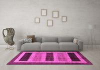 Machine Washable Abstract Pink Modern Rug, wshabs181pnk