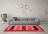 Machine Washable Abstract Red Modern Rug, wshabs181red