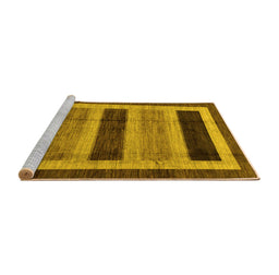 Sideview of Machine Washable Abstract Yellow Modern Rug, wshabs181yw