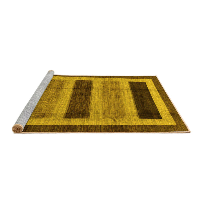 Sideview of Machine Washable Abstract Yellow Modern Rug, wshabs181yw