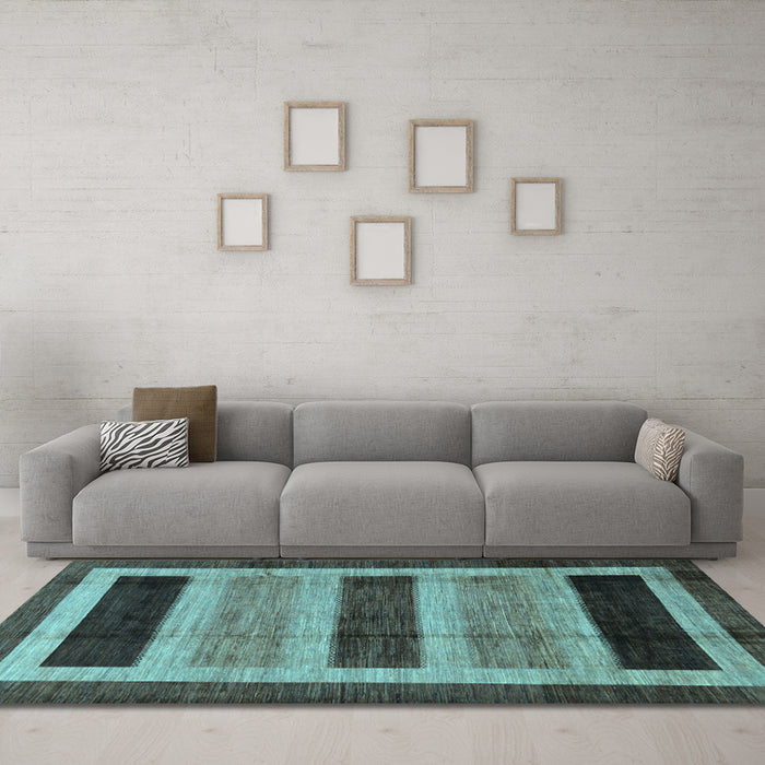 Machine Washable Abstract Light Blue Modern Rug in a Living Room, wshabs181lblu