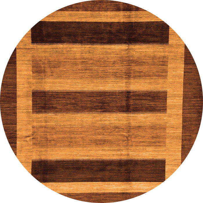 Round Machine Washable Abstract Orange Modern Area Rugs, wshabs181org