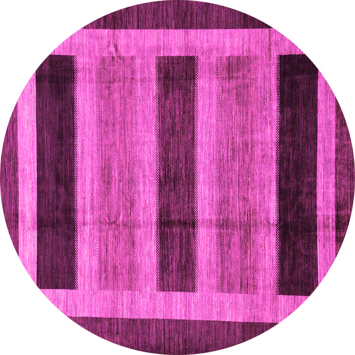 Round Machine Washable Abstract Pink Modern Rug, wshabs181pnk
