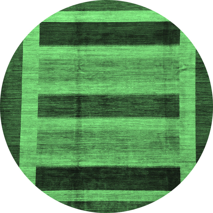 Round Machine Washable Abstract Emerald Green Modern Area Rugs, wshabs181emgrn
