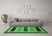 Machine Washable Abstract Emerald Green Modern Area Rugs in a Living Room,, wshabs181emgrn