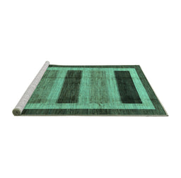 Sideview of Machine Washable Abstract Turquoise Modern Area Rugs, wshabs181turq