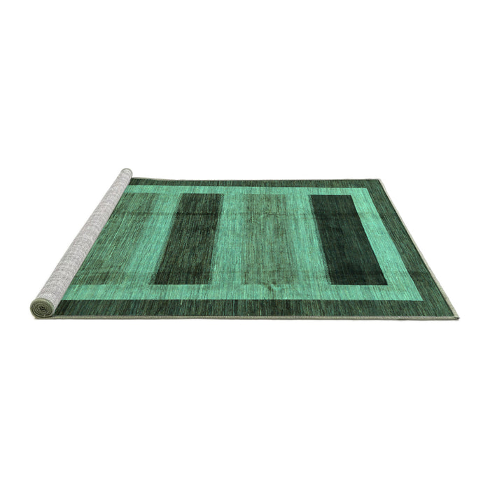 Sideview of Machine Washable Abstract Turquoise Modern Area Rugs, wshabs181turq