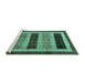 Sideview of Machine Washable Abstract Turquoise Modern Area Rugs, wshabs181turq